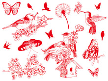 Lade das Bild in den Galerie-Viewer, Textilstempel &amp; Stempelkissen - Motiv: Vögel &amp; Schmetterlinge

