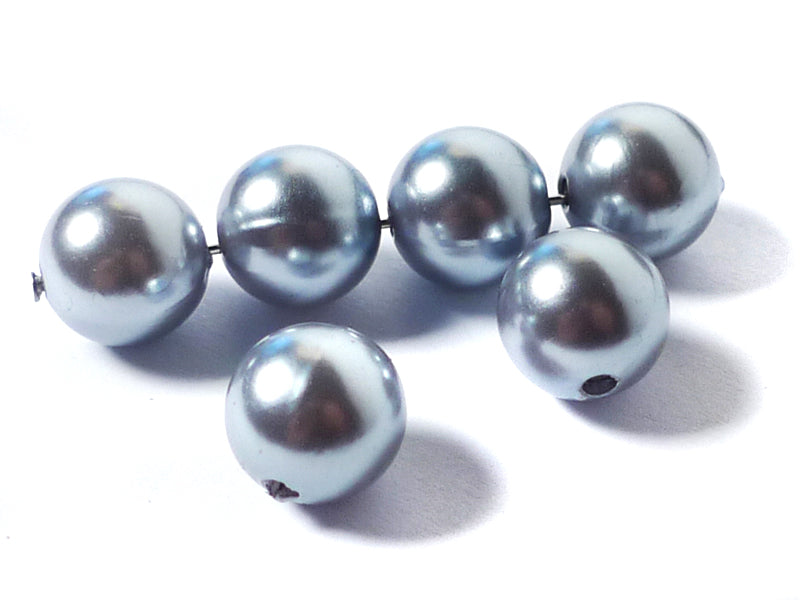 Kunst-Perlen in stahlblau 12 mm - 15 Stück