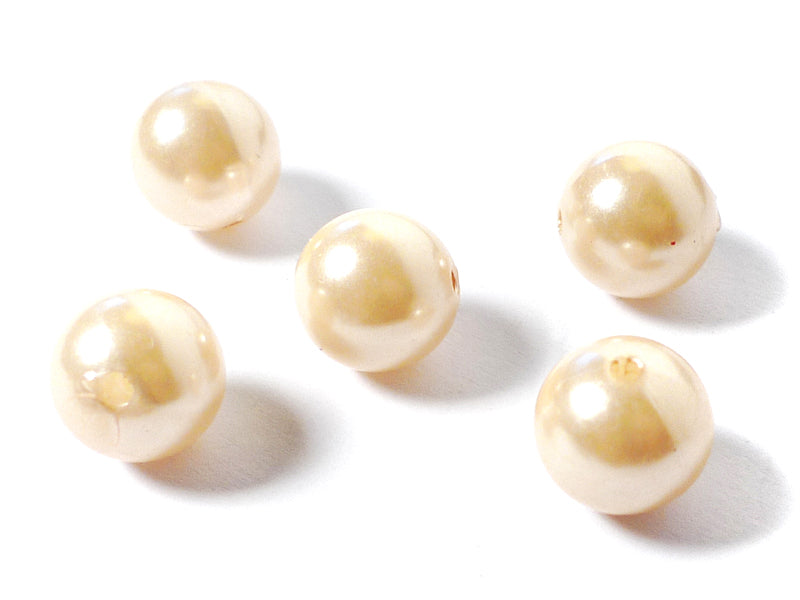Kunst-Perlen in cremefarben 14 mm - 10 Stück