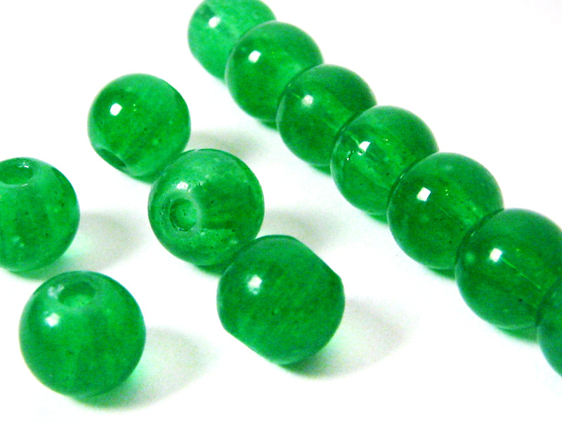 30 Glasperlen “Jade-Look“ 8 mm - grün