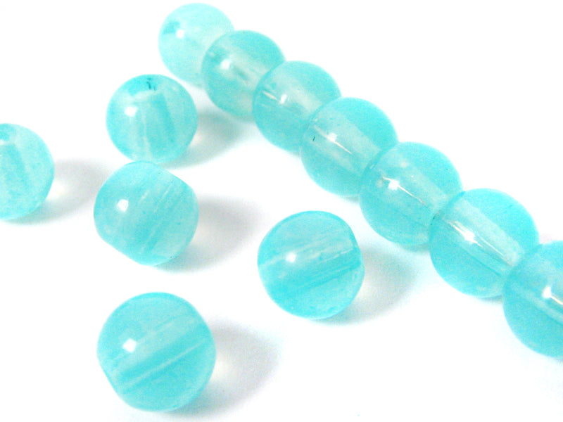 Glasperlen “Jade-Look“ 8 mm - hellblau - 30 Stück