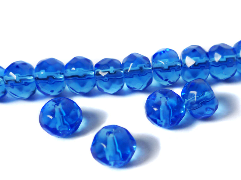 Facettierte Glasperle in blau 8 x 6 mm - 15 Stück