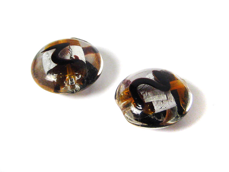 Silberfolien Glasperlen “Z“ in braun 20 mm - 5 Stück