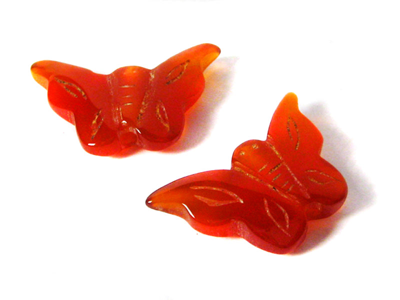Achat Perle “Schmetterling“ in orange 17 x 27 mm - 1 Stück
