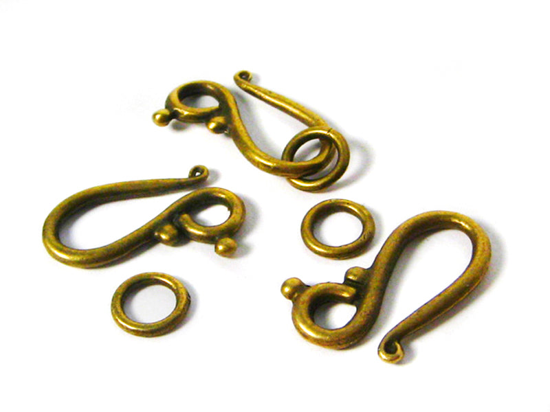 Hakenverschluss / Kettenverschluss in bronze 12 x 21 mm - 3 Stück