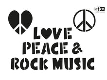 Lade das Bild in den Galerie-Viewer, Schablone / Stencils &quot;Love Peace &amp; Rock Music&quot; DIN A4 von Efco - 3-teilig
