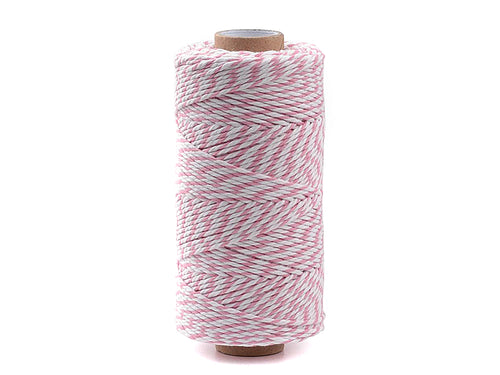 Baumwollsschnur / Baumwoll Kordel in rosa / weiß 1.5~2mm - 90 Meter