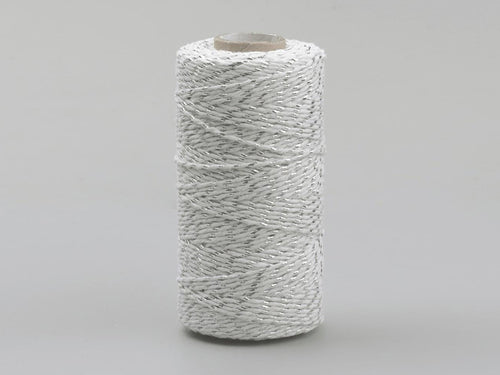 Baumwollsschnur / Baumwoll Kordel in weiß / silber 1.5~2mm - 90 Meter