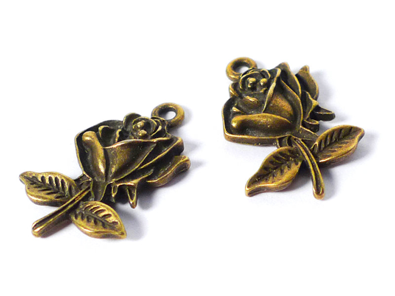 Metallanhänger “Rose“ in bronze 25,5 x 17,5 mm - 2 Stück