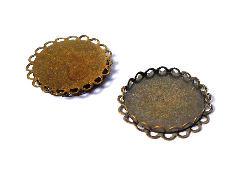 Metallanhänger für Cabochons in bronze 29 mm - 2 Stück