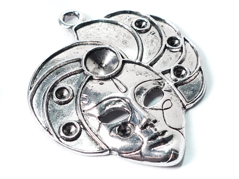 Metallanhänger “Maske“ in antik / silber - 1 Stück