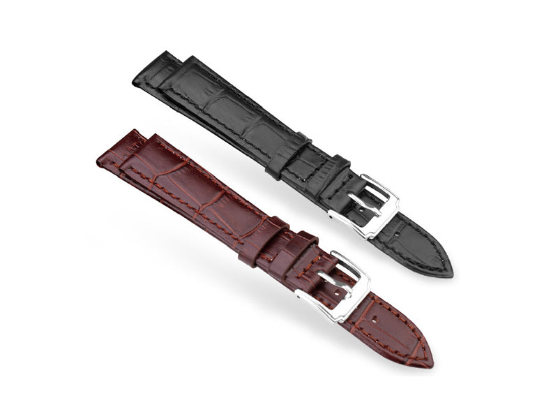 Uhrenarmband aus echtem Leder in Schwarz für 22 mm Stegbreite