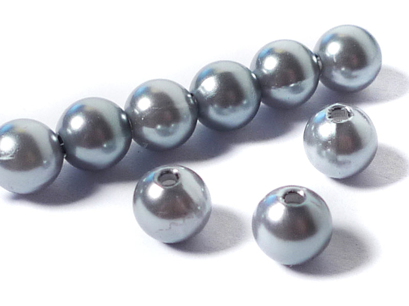 Kunst-Perlen in stahlblau 8 mm - 40 Stück