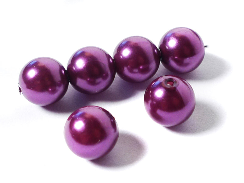 Kunst-Perlen in lila 12 mm - 15 Stück