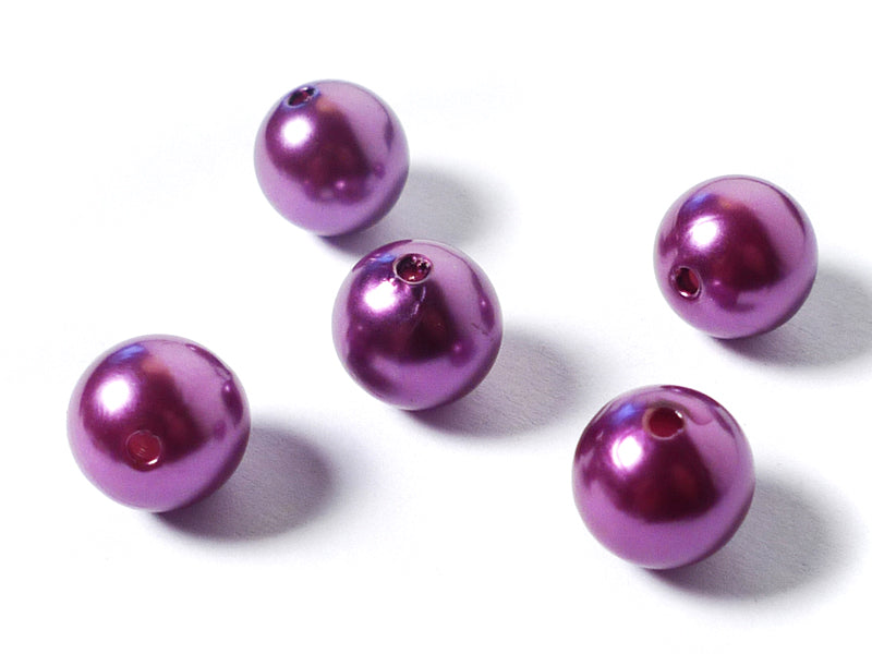 Kunst-Perlen in lila 14 mm - 10 Stück