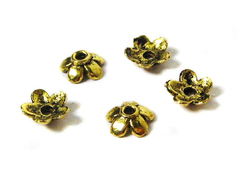 Metallkappen “Blume“ in gold 6,5 mm - 20 Stück