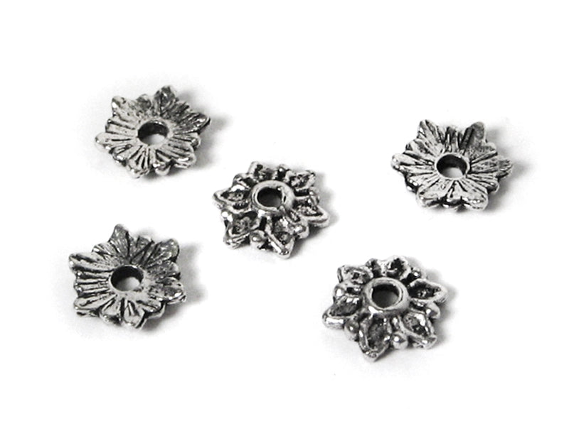 Metallkappen / Zierkappen “Blume“ in silber 7,5 mm - 20 Stück