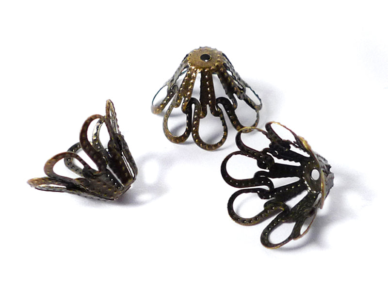 Perlkappen / Zierkappen in bronze 15 x 12 mm -  20 Stück