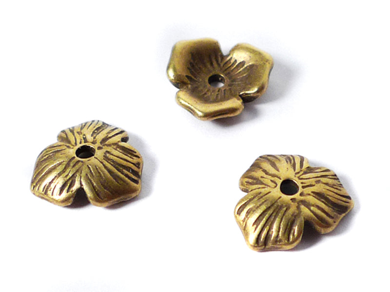 Perlkappen / Zierkappen “Blüte“ in bronze 11 mm -  10 Stück