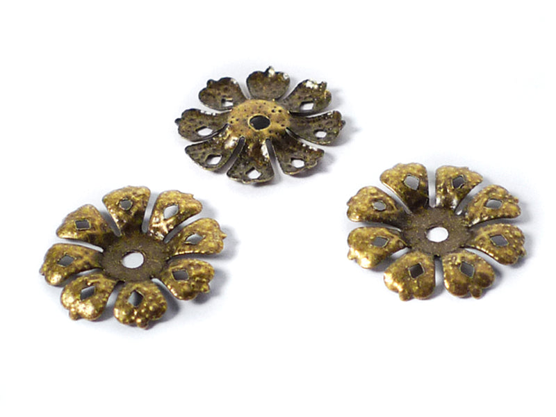 Perlkappen “Blume“ in bronze 20 mm - 20 Stück
