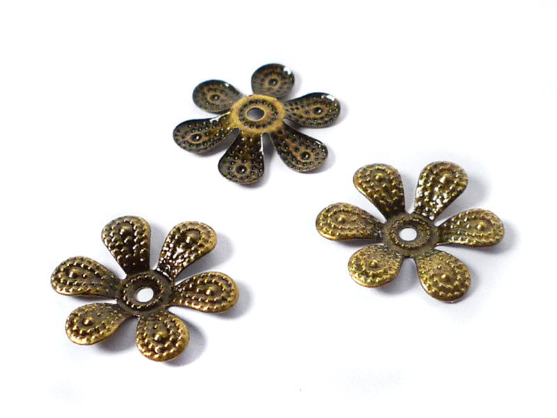 Perlkappen / Zierkappen in bronze 16 mm -  20 Stück