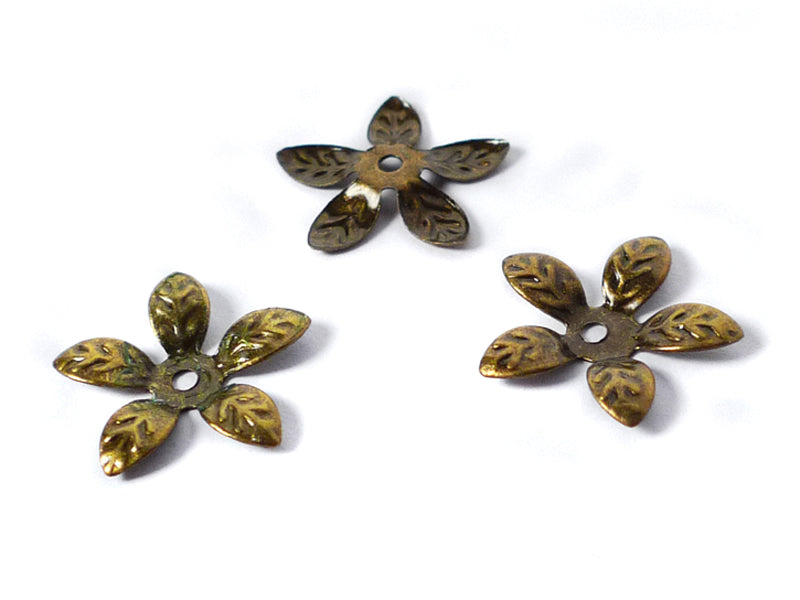 Perlkappen “Blüte“ in bronze 15 mm - 30 Stück