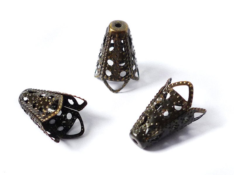 Perlkappen / Zierkappen in bronze 17 x 10 mm - 20 Stück