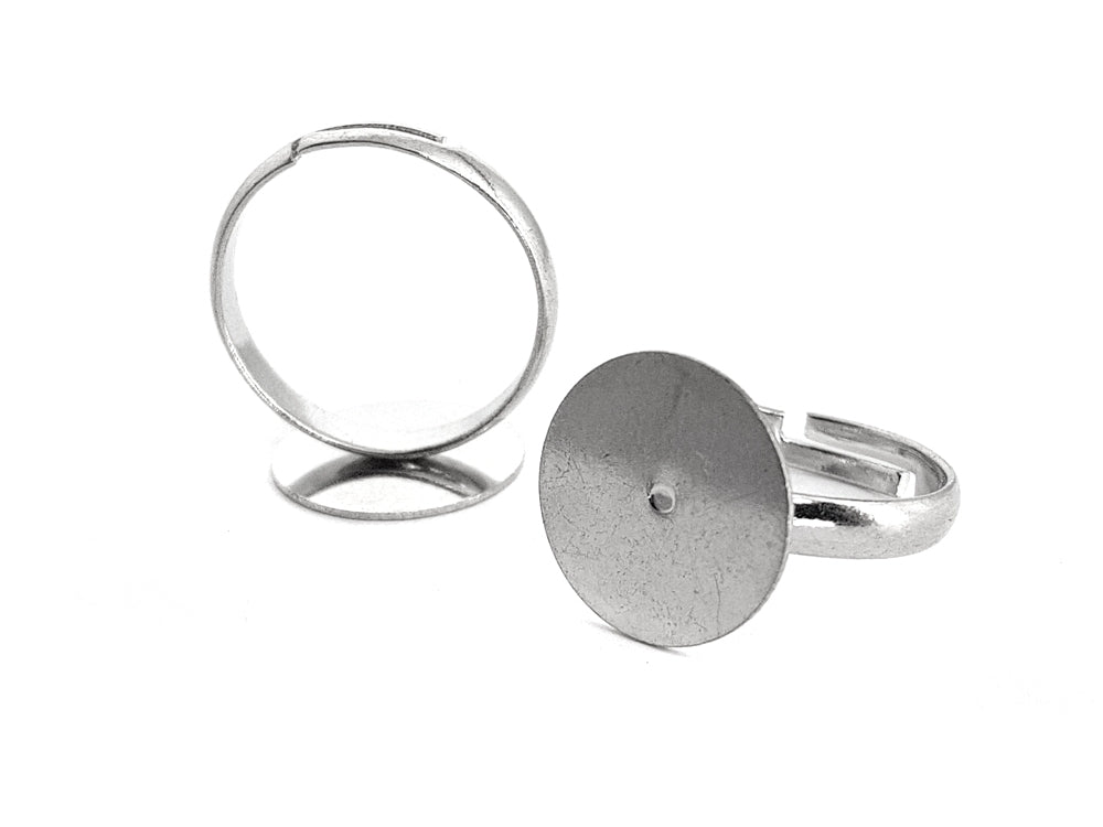Fingerring / Ring in platinfarben 14 mm Durchmesser mit Aufklebefläche