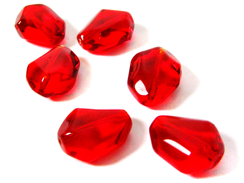 Facettierte Glasperlen in rot 13 x 17 mm - 12 Stück