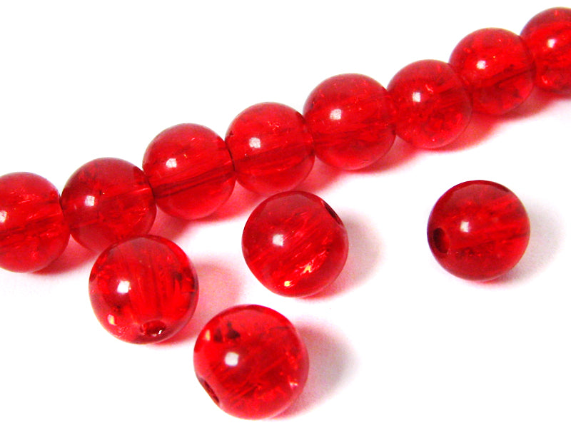 Crackle Glasperlen in rot 8 mm - 40 Stück
