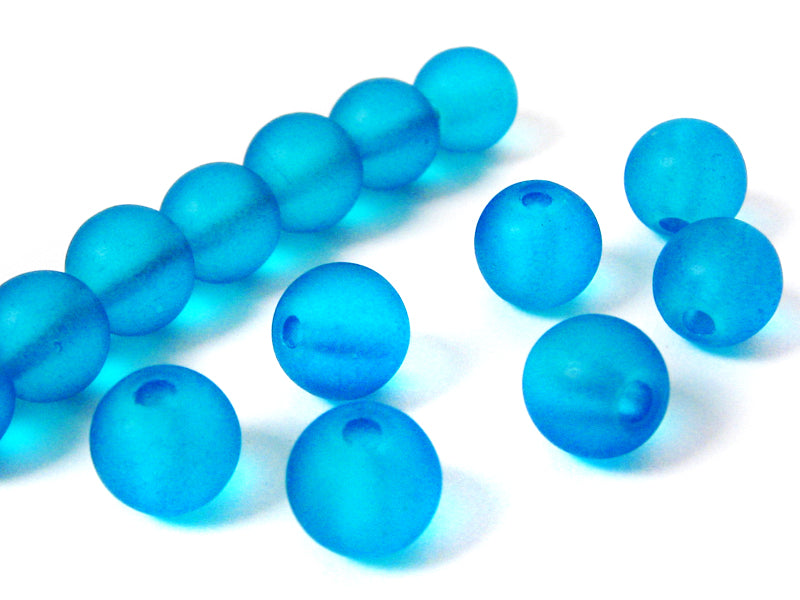 Glasperlen “Frost“ 8 mm - blau - 100 Stück