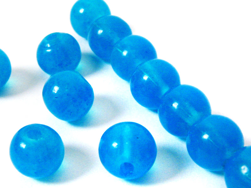 Glasperlen “Jade-Look“ 8 mm - blau - 30 Stück