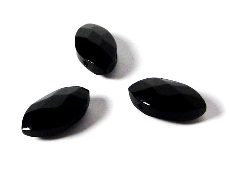Facettierte Glasperle in schwarz 15 x 9 mm - 5 Stück