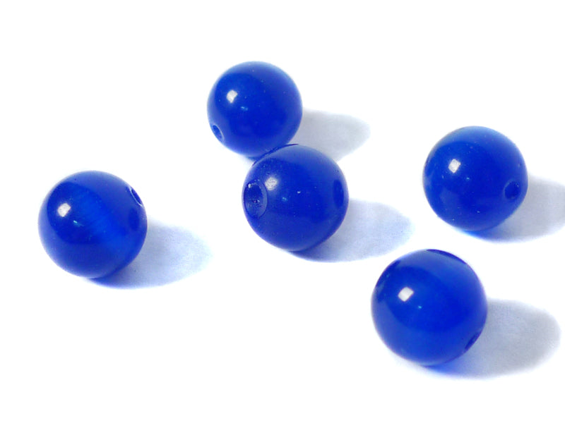 Cat Eye Perlen in königsblau 10 mm - 5 Stück