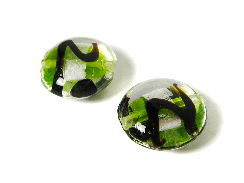 Silberfolien Glasperlen “Z“ in grün 20 mm - 5 Stück