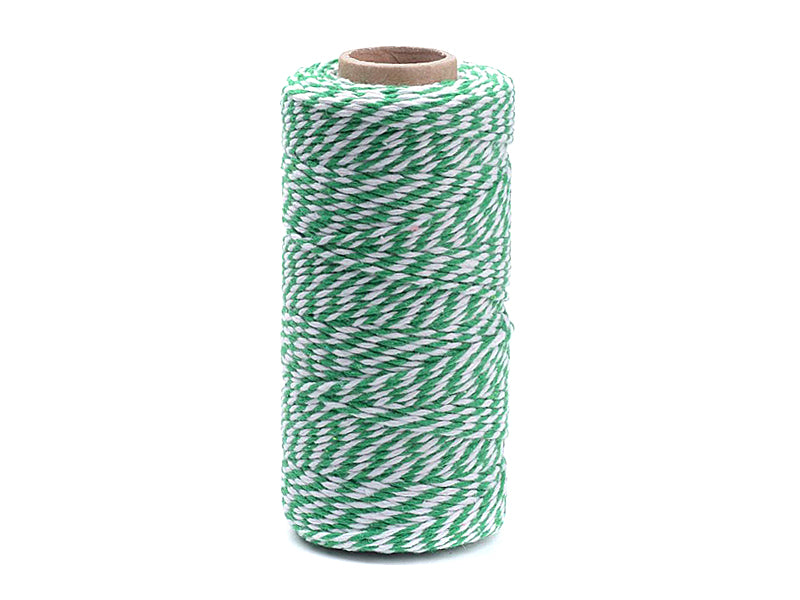 Baumwollsschnur / Baumwoll Kordel in grün / weiß 1.5~2mm - 90 Meter