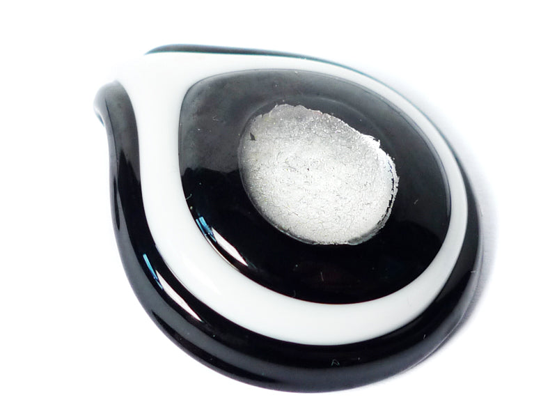 Silberfolie Glasanhänger “Tropfen“ in schwarz 40 x46 mm - 1 Stück