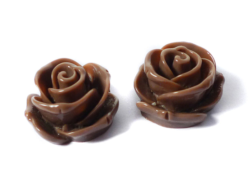 Cabochons “Rose“ in braun 23 x 13 mm - 2 Stück