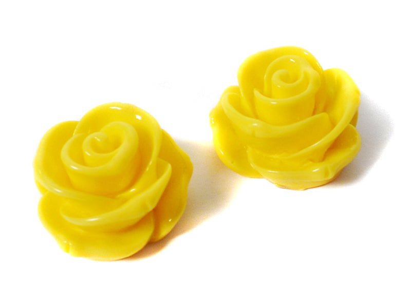 Cabochons “Rose“ in gelb 23 x 13 mm - 2 Stück