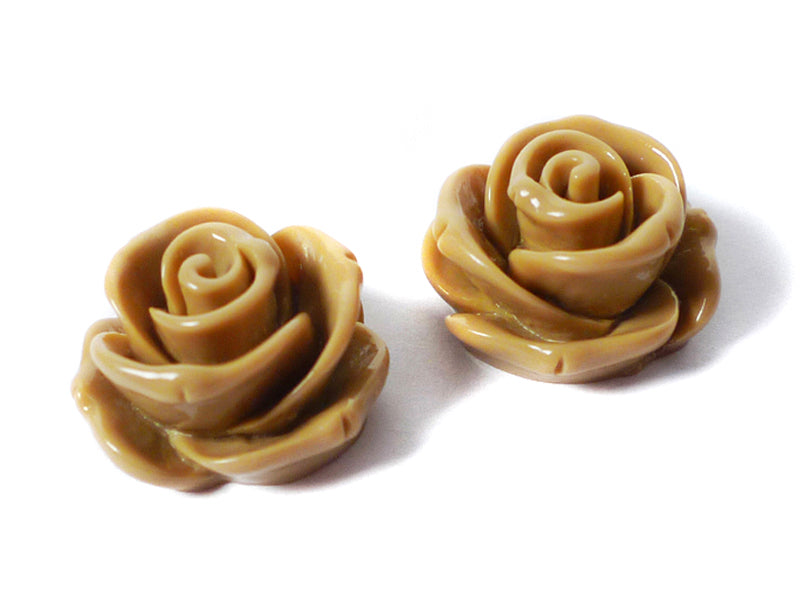 Cabochons “Rose“ in hellbraun 23 x 13 mm - 2 Stück