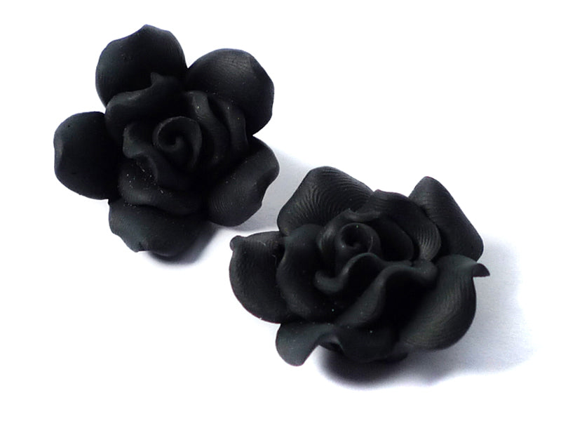 Cabochon “Rose“ in schwarz 32 mm - 2 Stück
