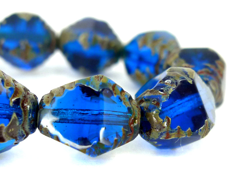 Böhmische Glasperlen “Bicone“ - blau - 25 Stück