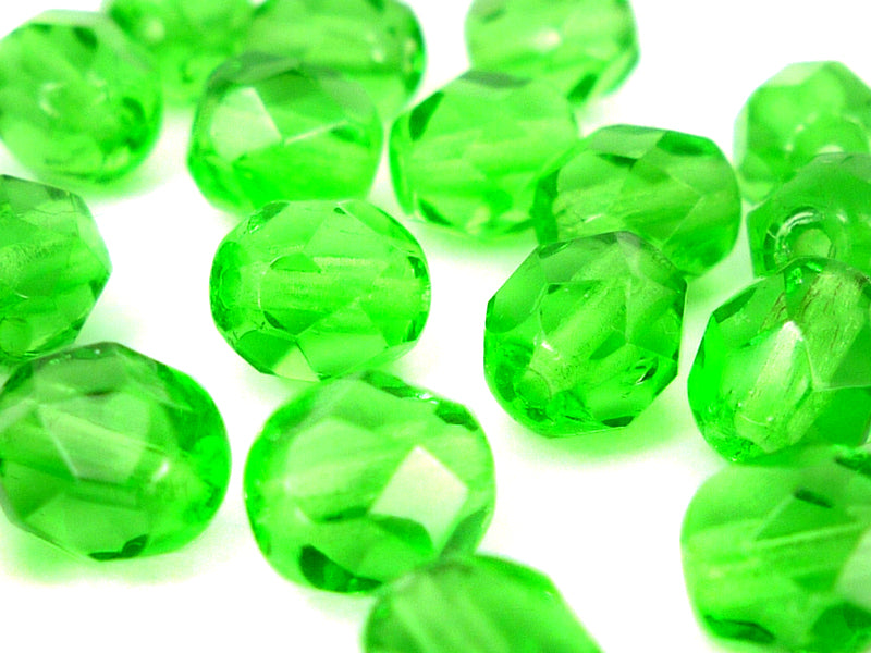 Böhmische Glasperlen “Facettiert“ - grün - 20 Stück