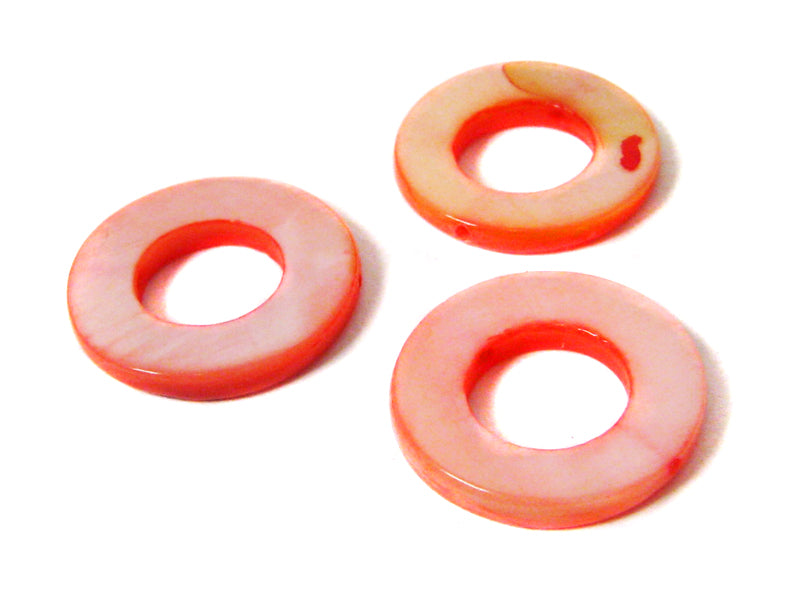 Perlmuttperlen “Donut“ in rot - 10 Stück