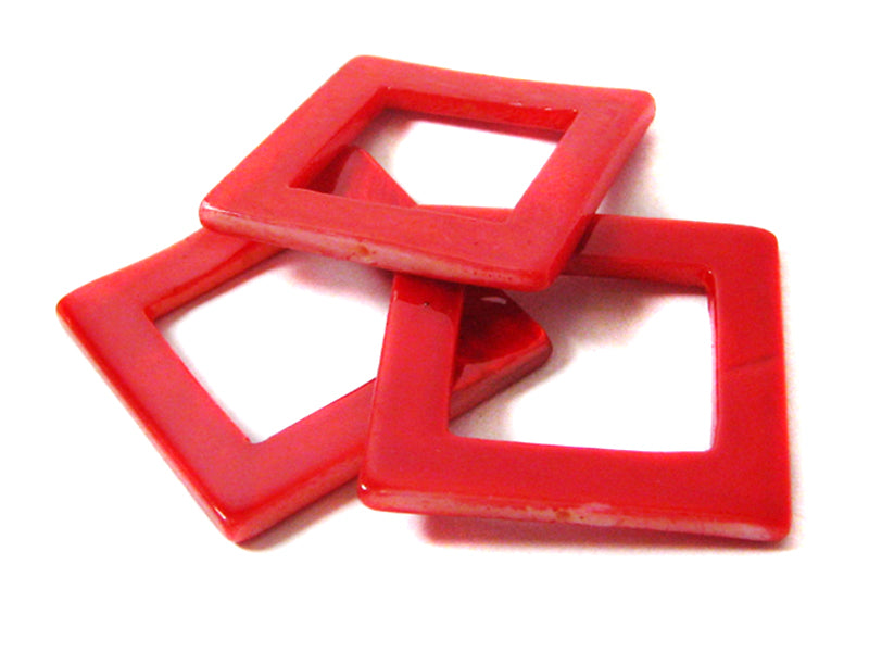 Perlmuttperlen “Quadrat“ in rot 28 mm - 5 Stück