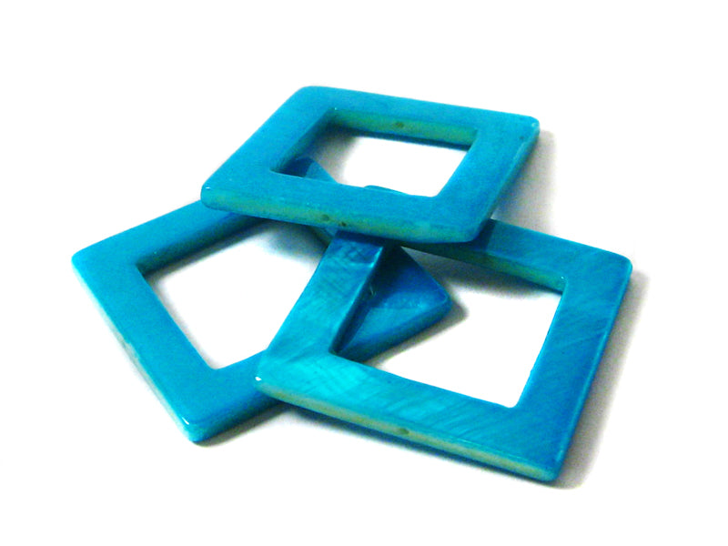Perlmuttperlen “Quadrat“ in blau 28 mm - 5 Stück