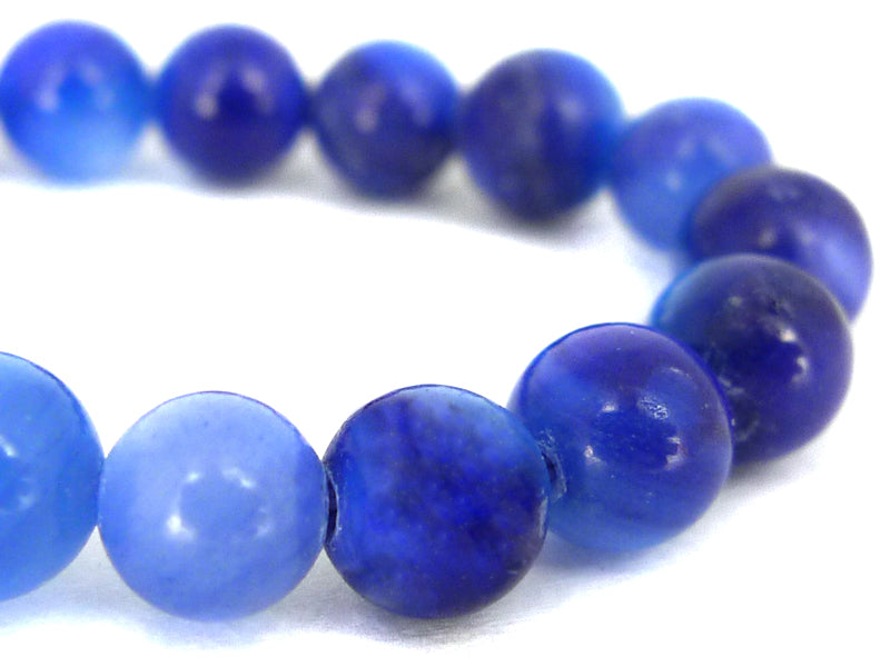 Perlmutt Perlen “Kugel“ in blau 5,5 mm - 1 Strang / 75 Stück