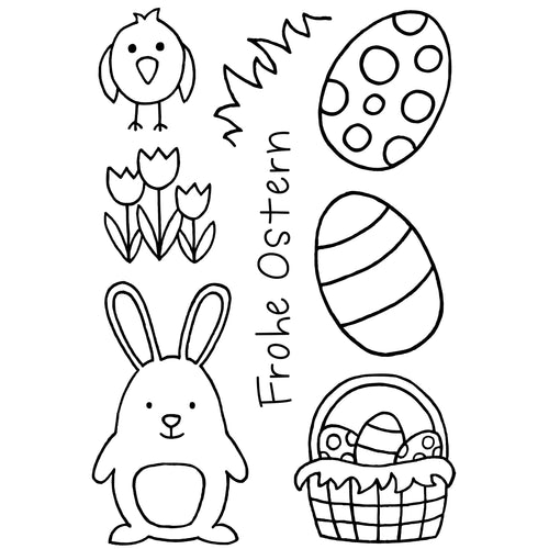Stempel Clear Motiv: Frohe Ostern / 8 - teilig
