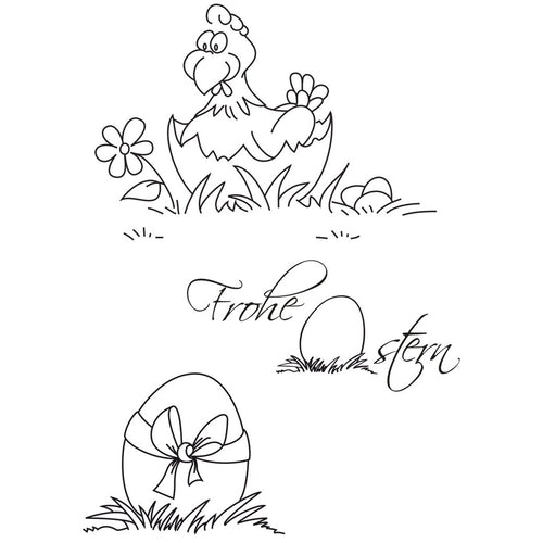 Stempel Clear Motiv: Frohe Ostern / 3 - teilig