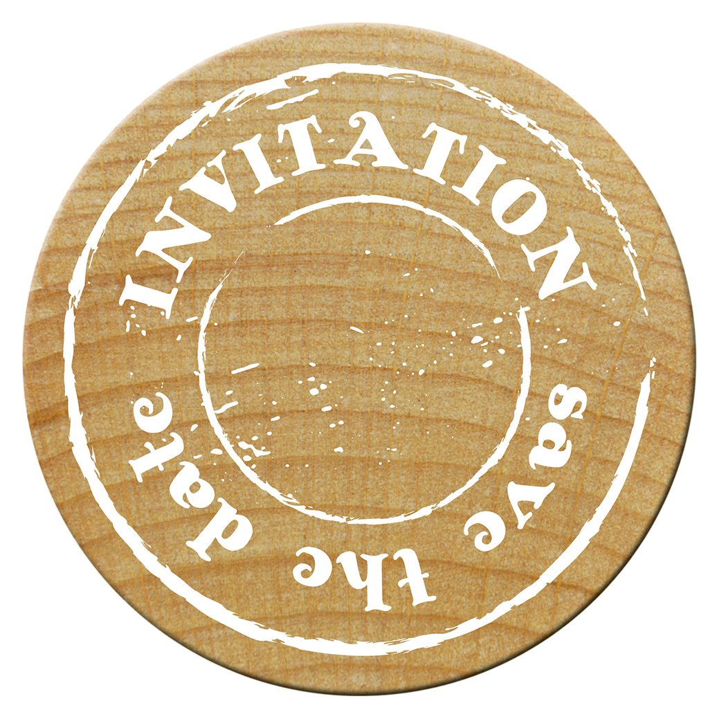Holzstempel INVITATION save the date ø 30 mm